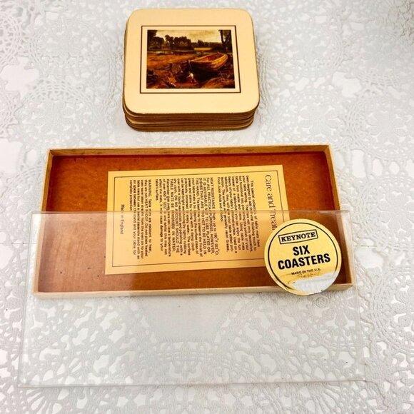 Vintage John Constable 6 English Art Print Coasters Mats Square 4" Cork-Backed - Picture 11 of 12
